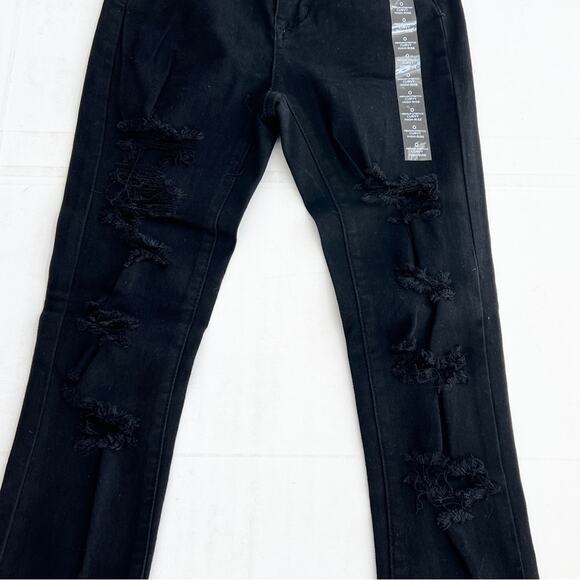 New RUE21 Curvy High-Rise Medium Stretch Black Denim Skinny Jeans Distressed - Picture 2 of 12
